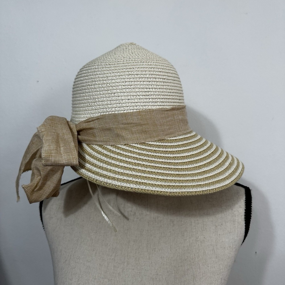 Tirabasso Wide Brim Hat Handmade Womens One Size Italy Natural Bow Travel Beachy - Picture 4 of 6